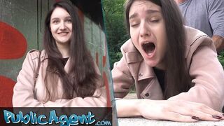 College art Student with natural tits dares to have sex outside for first time