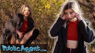 Public Agent Hot blonde is caught pissing in the woods and takes cash for sex with big cock